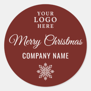 Kerstmis Aangepast Logo Bedrijfsnaam Bourgondië Ronde Sticker