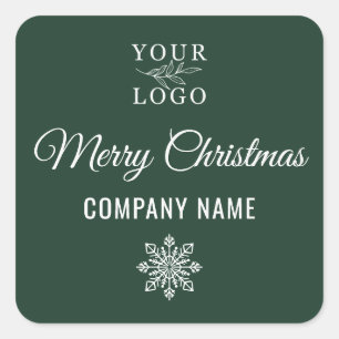 Kerstmis Aangepast Logo Bedrijfsnaam Groen Vierkante Sticker