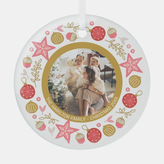 Kerstmis - Aangepast Modern Wreatfoto - Lijst Glas Ornament (Voorkant)