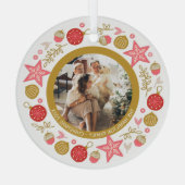 Kerstmis - Aangepast Modern Wreatfoto - Lijst Glas Ornament (Achterkant)