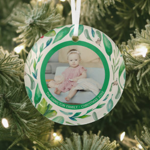 Kerstmis - Aangepast Modern Wreatfoto - Lijst Glas Ornament