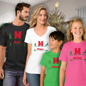Kerstmis Aangepast Monogram & Naam T-shirt