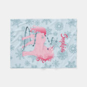 Kerstmis Aangepast Unicorn Roze Girl Snowflake Fleece Deken (Voorkant (Horizontaal))