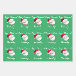 Kerstmis - Aangepaste Baseball Sports Santa  Inpakpapier Vel