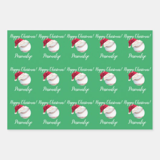 Kerstmis - Aangepaste Baseball Sports Santa  Inpakpapier Vel (Voorkant)