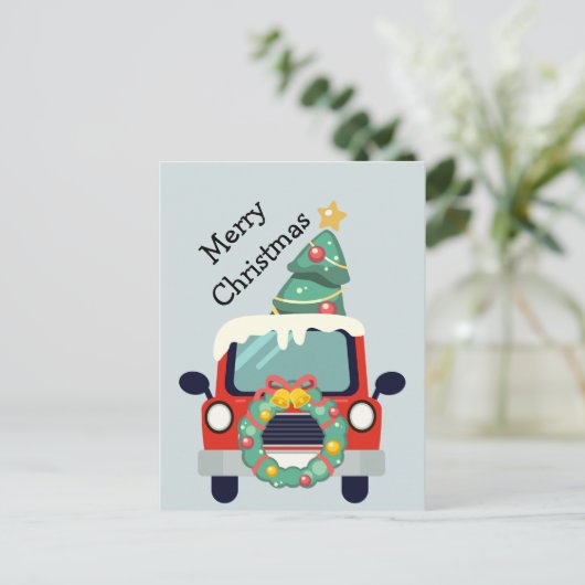 Kerstmis Aangepaste binnenwagen Automobiel C Briefkaart (Staand voorkant)