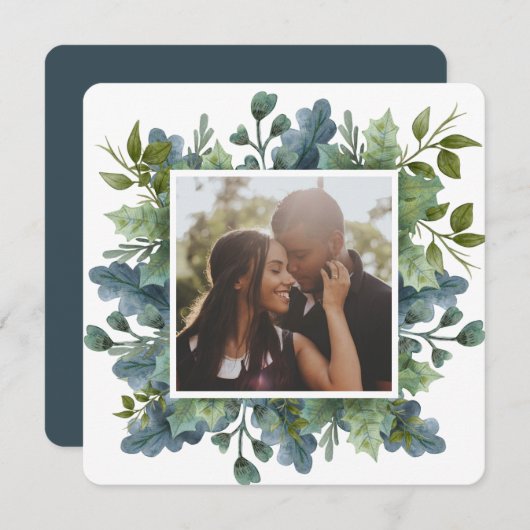 Kerstmis - Aangepaste Blauwe Blauwe Blauwe Blauwe  Feestdagenkaart (Voorkant / Achterkant)