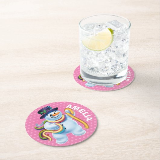 Kerstmis aangepaste coaster Sneeuwman winter wonde Ronde Kartonnen Onderzetter (Insitu)