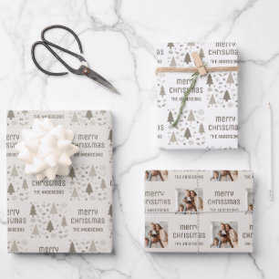 Kerstmis Aangepaste Foto Familie Naam Inpakpapier Vel