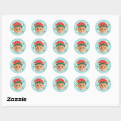 Kerstmis Aangepaste Foto Festieve Elf Hoed Grappig Ronde Sticker (Vel)