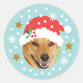 Kerstmis Aangepaste Foto Kerstman Hoed Grappig Bla Ronde Sticker (Voorkant)