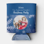 Kerstmis aangepaste foto sneeuwvlokken blauw winte blikjeskoeler (Voorkant)