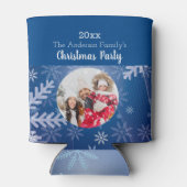 Kerstmis aangepaste foto sneeuwvlokken blauw winte blikjeskoeler (Achterkant)