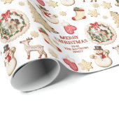 Kerstmis Aangepaste Foto & Van Naam Koekje Cadeaupapier (Rol Hoek)