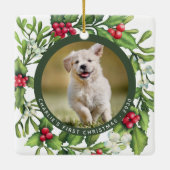 Kerstmis: Aangepaste foto van puppy Dog Keramisch Ornament (Achterkant)