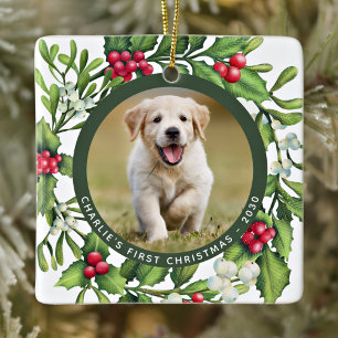 Kerstmis: Aangepaste foto van puppy Dog Keramisch Ornament