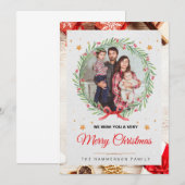 Kerstmis aangepaste fotokaart uitnodiging (Voorkant / Achterkant)