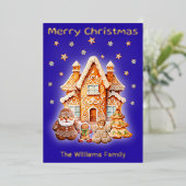 Kerstmis Aangepaste Fotonaam Topografie Goud Folie Feestdagenkaart (Staand Voorkant)