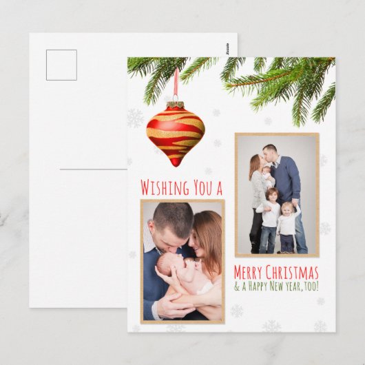 Kerstmis Aangepaste Foto's Feestdagenkaart (Voorkant / Achterkant)