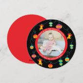 Kerstmis - Aangepaste Fun Modern Wreatfoto Feestdagenkaart (Voorkant / Achterkant)