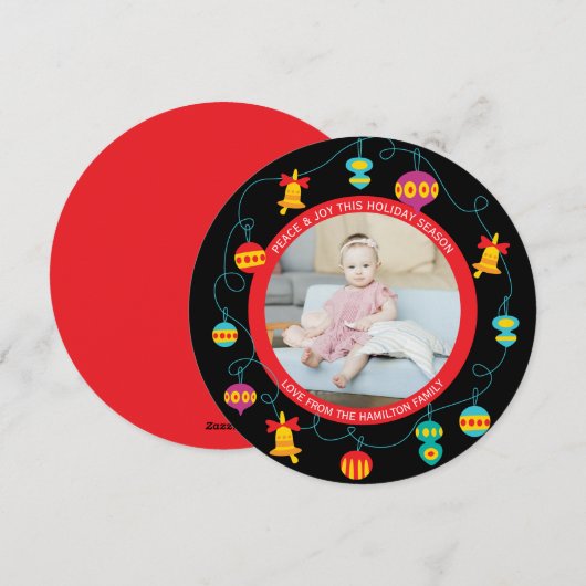 Kerstmis - Aangepaste Fun Modern Wreatfoto Feestdagenkaart (Voorkant / Achterkant)