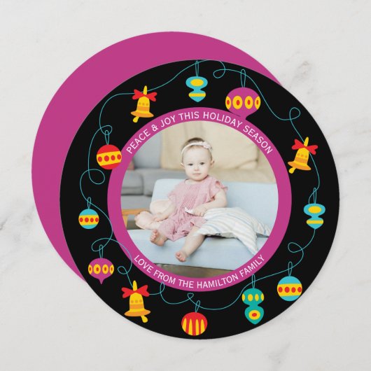 Kerstmis - Aangepaste Fun Modern Wreatfoto Feestdagenkaart (Voorkant / Achterkant)