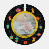 Kerstmis - Aangepaste Fun Modern Wreatfoto Glas Ornament (Achterkant)