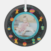 Kerstmis - Aangepaste Fun Modern Wreatfoto Glas Ornament (Voorkant)