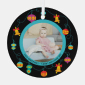 Kerstmis - Aangepaste Fun Modern Wreatfoto Glas Ornament (Achterkant)