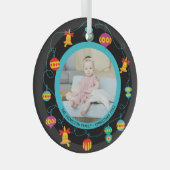 Kerstmis - Aangepaste Fun Modern Wreatfoto Glas Ornament (Voorkant Rechts)