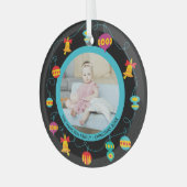 Kerstmis - Aangepaste Fun Modern Wreatfoto Glas Ornament (Voorkant links)