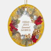 Kerstmis, aangepaste gele CELEBRATE JESUS Keramisch Ornament (Links)
