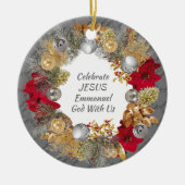 Kerstmis, aangepaste grijze CELEBRATE JESUS Keramisch Ornament (Voorkant)