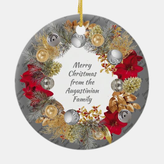 Kerstmis, aangepaste grijze CELEBRATE JESUS Keramisch Ornament (Achterkant)