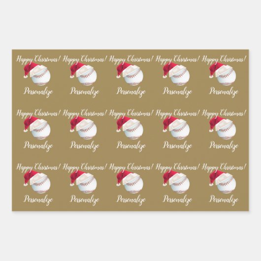 Kerstmis - Aangepaste honkbalsport - kerstkerstker Inpakpapier Vel (Voorkant 2)
