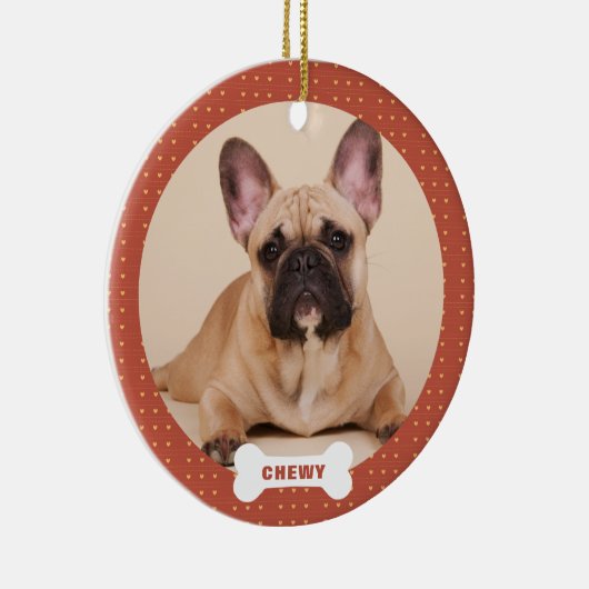 Kerstmis aangepaste huisdier foto harten keramisch ornament (Rechts)