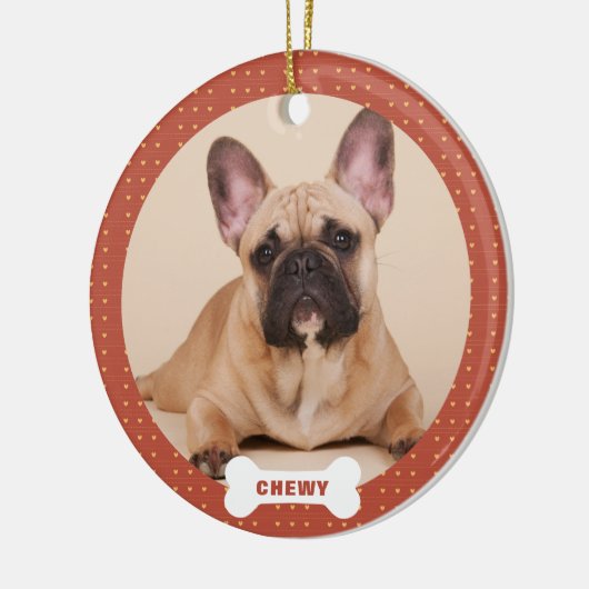 Kerstmis aangepaste huisdier foto harten keramisch ornament (Links)