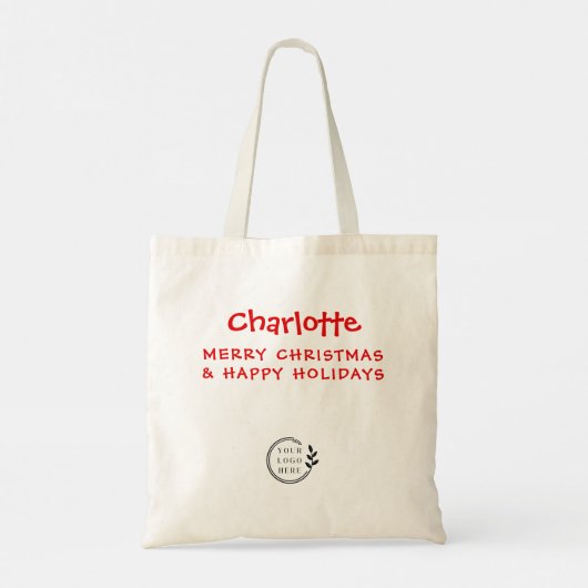 Kerstmis Aangepaste naam Bedrijf Logo Begroting Bu Tote Bag (Achterkant)