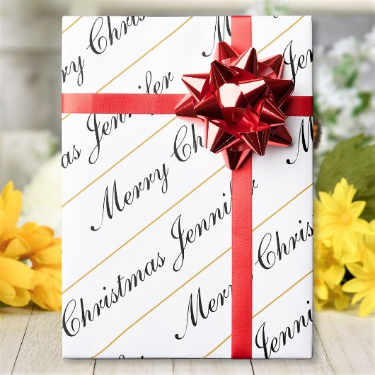 Kerstmis Aangepaste Naam Chic Persoonlijk Cadeaupapier