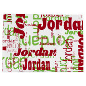 Kerstmis aangepaste naam patroon wit rood groen groot cadeauzakje (Achterkant)