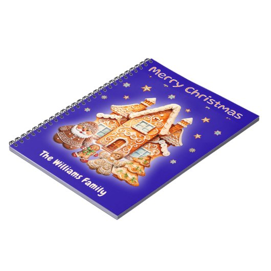 Kerstmis aangepaste naam peperkoek unieke plezier notitieboek (Linkerzijde)