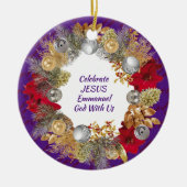 Kerstmis, aangepaste Paarse CELEBRATE JESUS Keramisch Ornament (Voorkant)