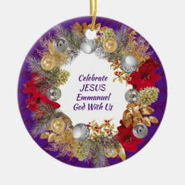 Kerstmis, aangepaste Paarse CELEBRATE JESUS Keramisch Ornament