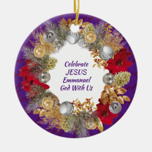 Kerstmis, aangepaste Paarse CELEBRATE JESUS Keramisch Ornament