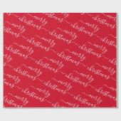 Kerstmis Aangepaste Tekst Elegant Rood En Wit Cadeaupapier (Vlak)