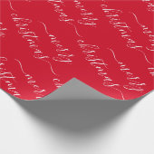 Kerstmis Aangepaste Tekst Elegant Rood En Wit Cadeaupapier (Hoek)