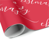 Kerstmis Aangepaste Tekst Elegant Rood En Wit Cadeaupapier (Rol Hoek)