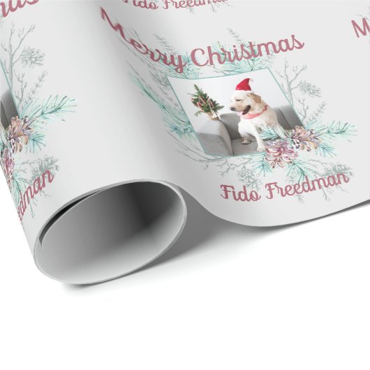 Kerstmis aangepaste tekst en aangepaste foto cadeaupapier (Rol Hoek)