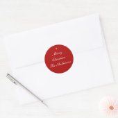 Kerstmis Aangepaste Tekst Rood Chic Ronde Sticker (Envelop)