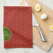 Kerstmis Aangepaste Tekst Rood Theedoek (Quarter Fold)